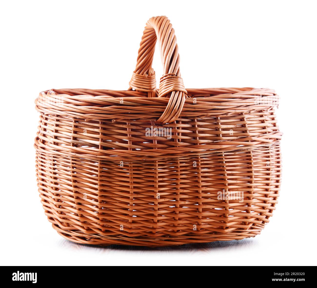 Empty wicker basket isolated on white background Stock Photo