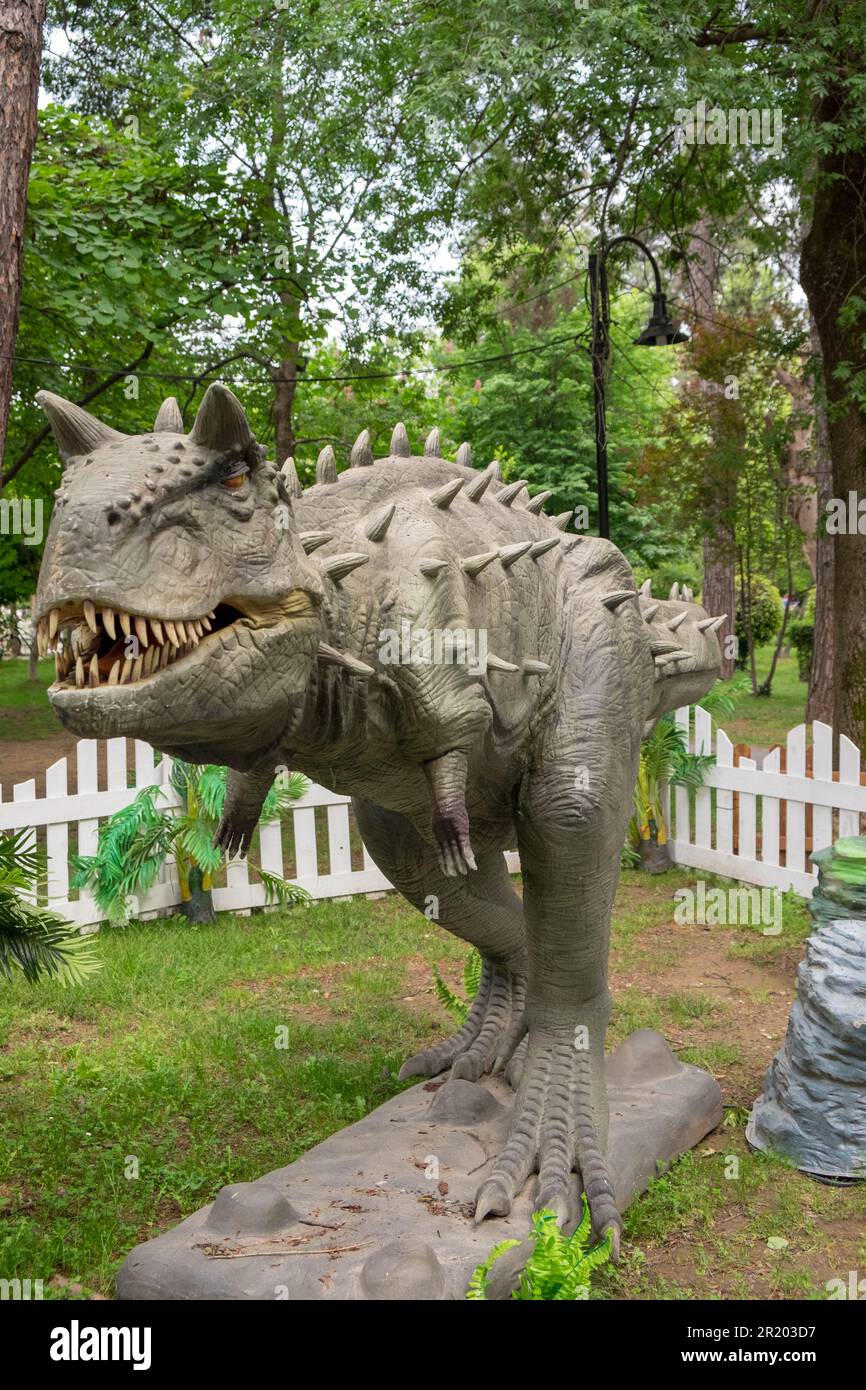 Animatronic or robotic Carnotaurus dinosaur Stock Photo