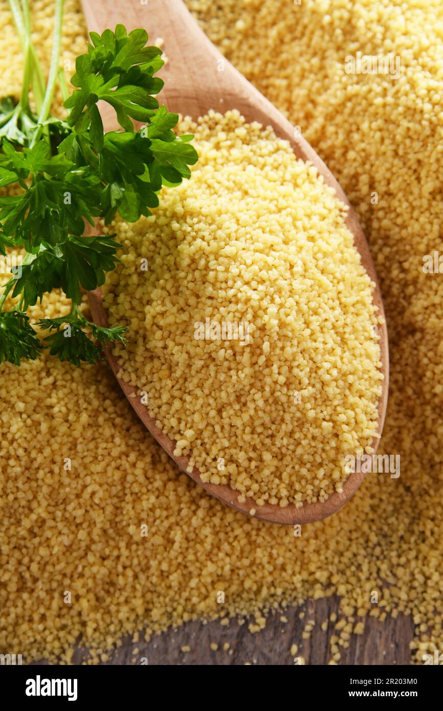 Composition with uncooked couscous Stock Photo Alamy