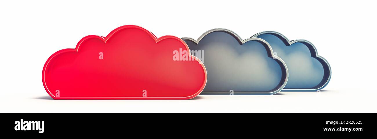 Cloud ideas concept. Panoramic 3d rendering white isolated Stock Photo