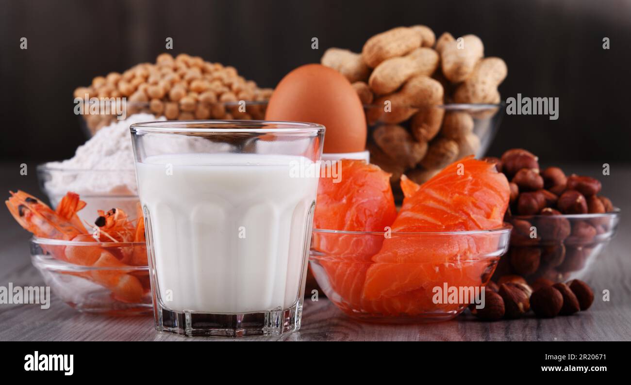 Composition with common food allergens including egg, milk, soya, peanuts, hazelnut, fish