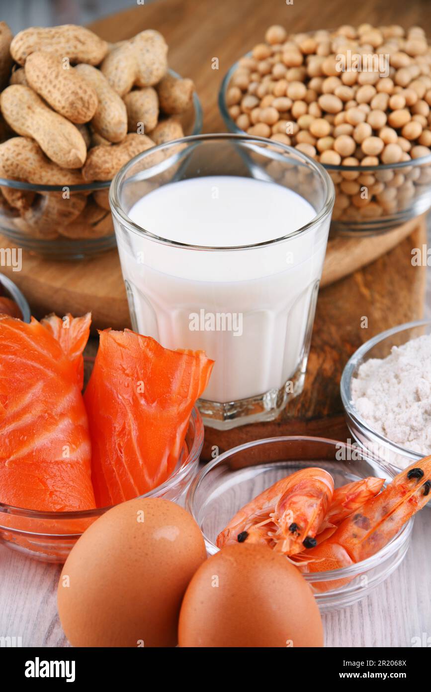 Composition with common food allergens including egg, milk, soya