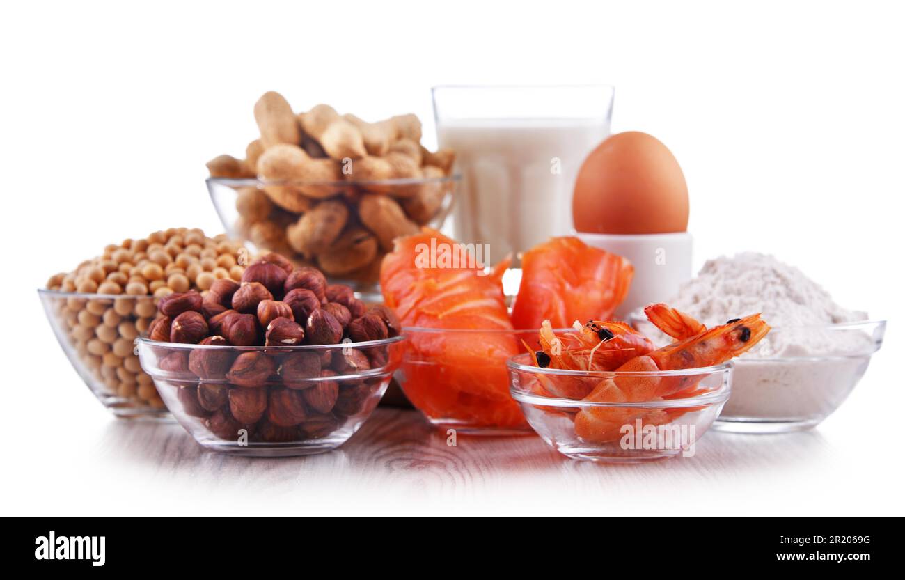 Composition with common food allergens including egg, milk, soya, peanuts, hazelnut, fish
