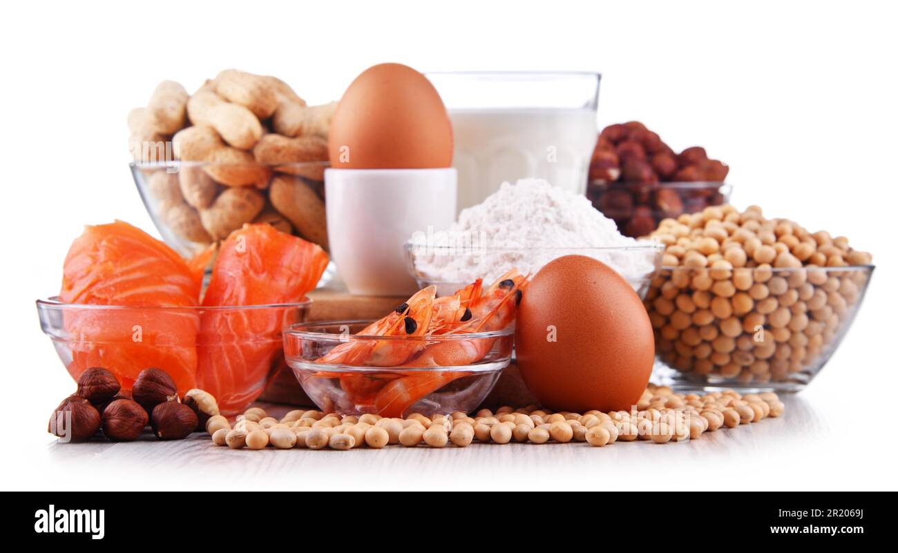 Composition with common food allergens including egg, milk, soya, peanuts, hazelnut, fish