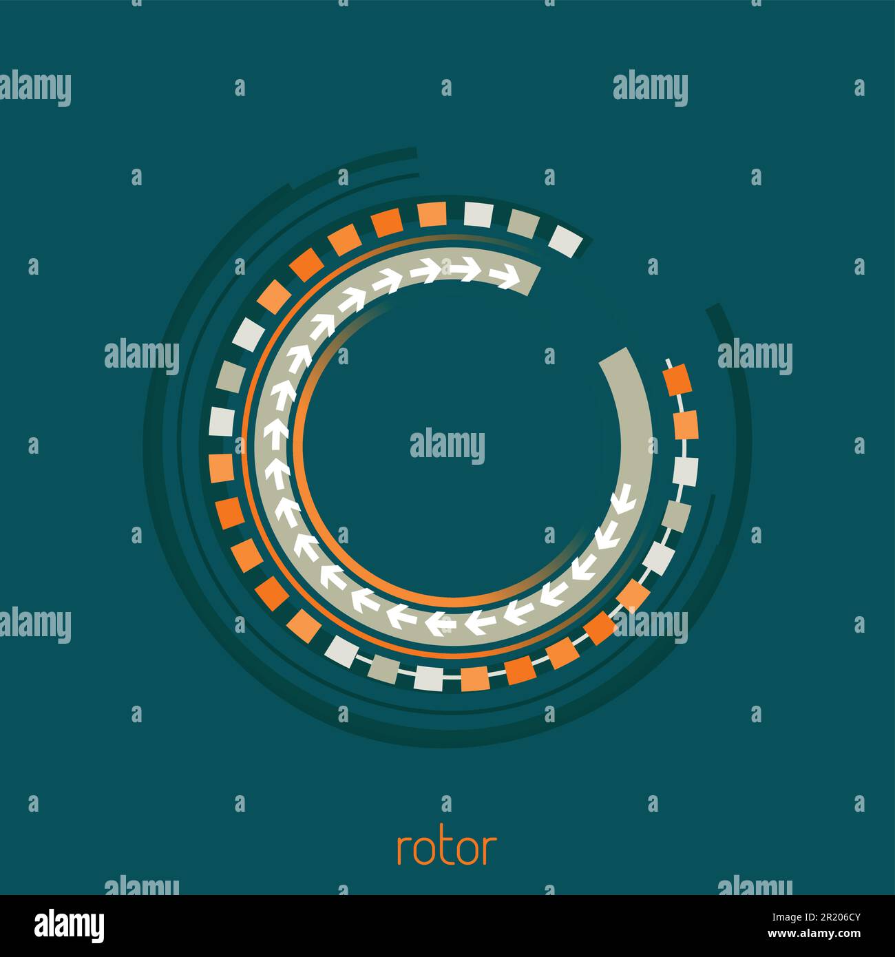 Logo template with abstract rotating wheel on a sherpa blue background. Vector Stock Vector