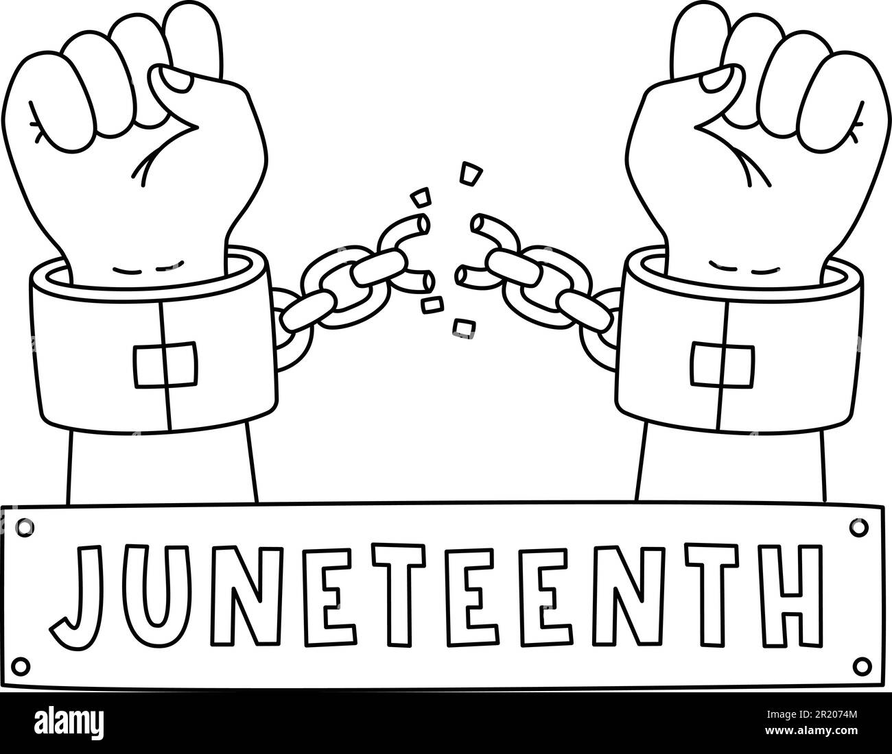 Broken chains juneteenth isolated coloring page stock vector image