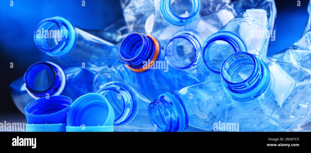 Composition with empty mineral water bottles. Plastic waste Stock Photo