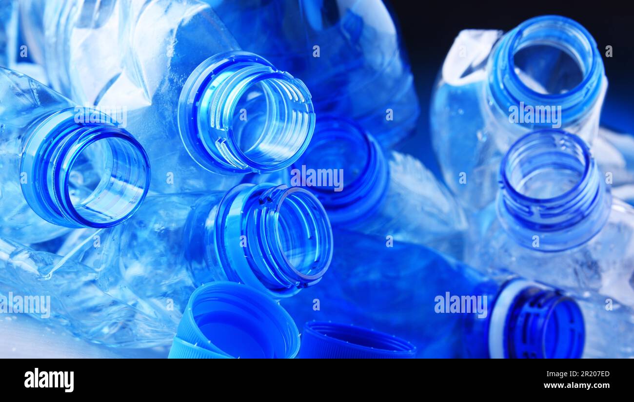 Composition with empty mineral water bottles. Plastic waste Stock Photo