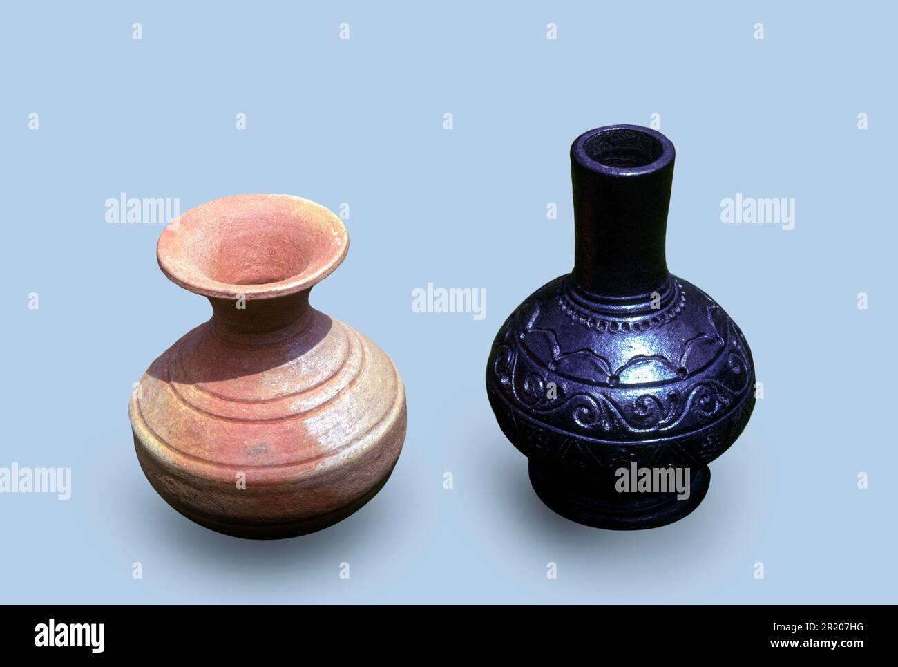 Cutout, terracotta flower vases in different Color, Tamil Nadu, South