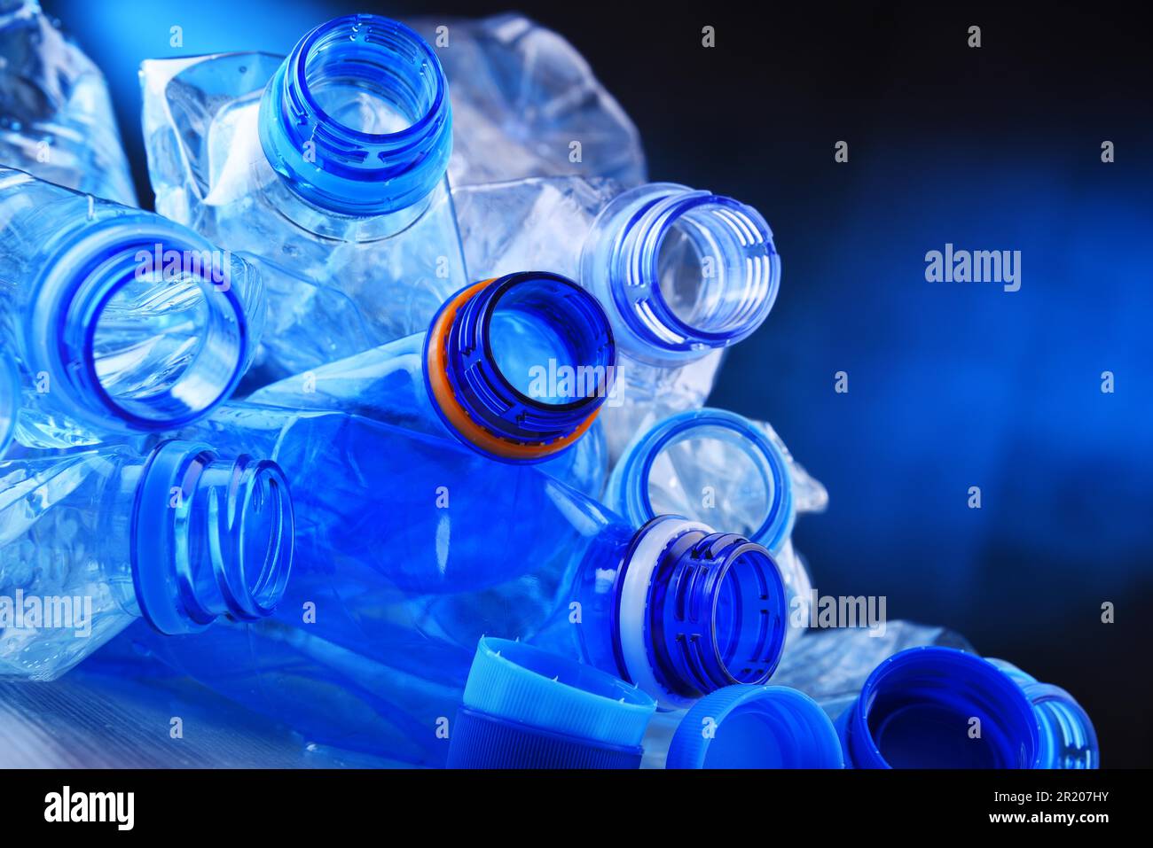 Composition with empty mineral water bottles. Plastic waste Stock Photo