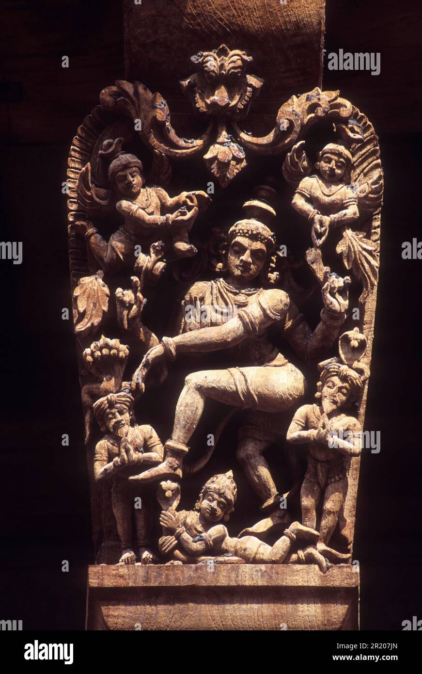 Loard Nataraja, 17th century wooden carvings in Meenakshi-Sundareswarar temple Chariot at Madurai, Tamil Nadu, South India, India, Asia Stock Photo