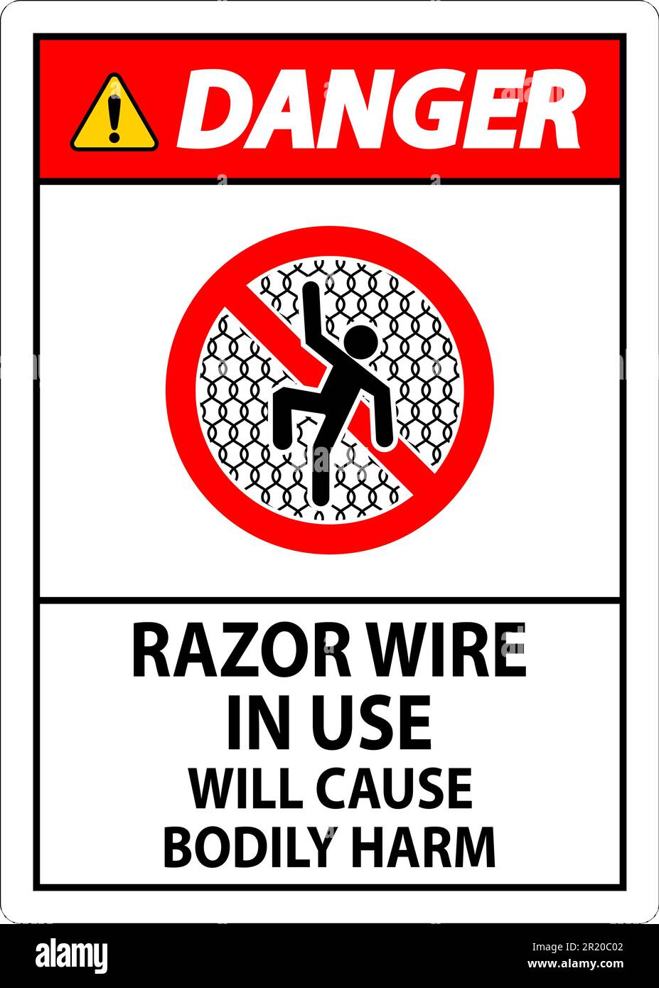 Danger Sign Razor Wire In Use Will Cause Bodily Harm Stock Vector Image ...
