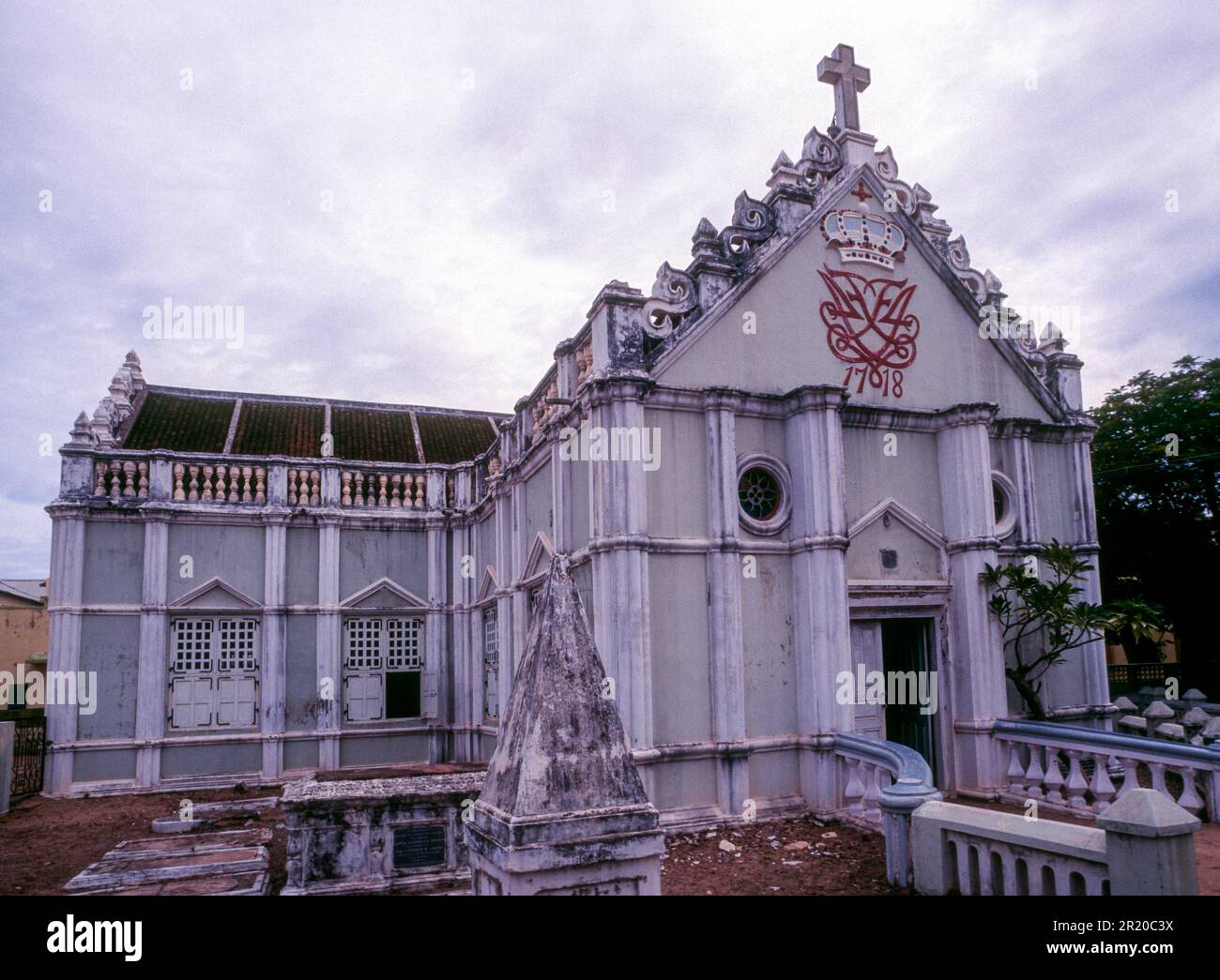 New Jerusalem Church built in 1718 at Tranquebar Tharangambadi, Tamil Nadu, South India, India, Asia Stock Photo