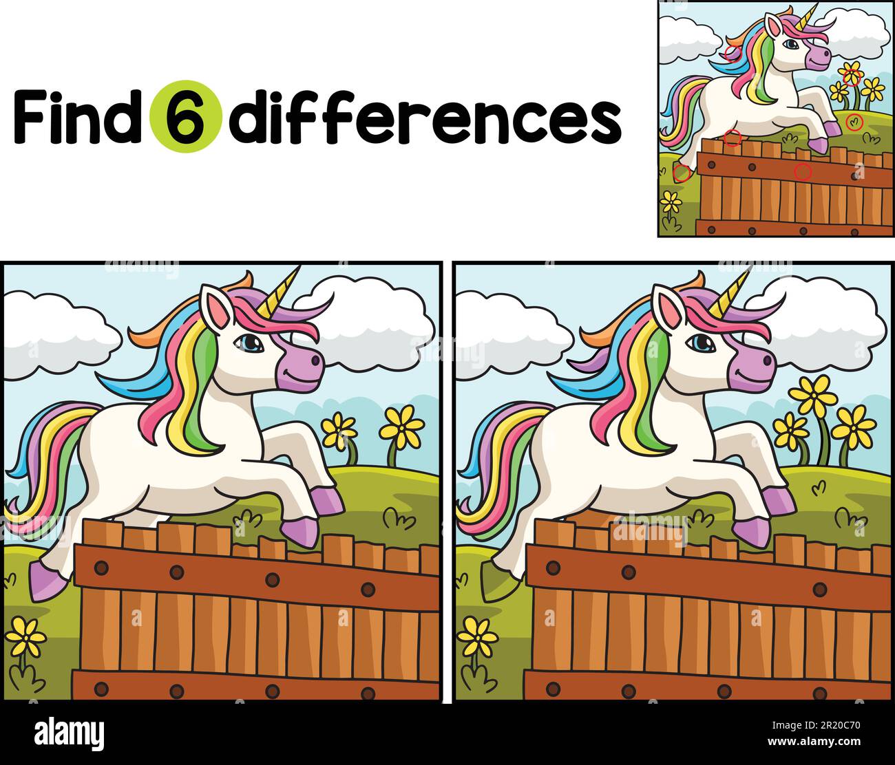 Jumping Unicorn Find The Differences Stock Vector Image & Art - Alamy