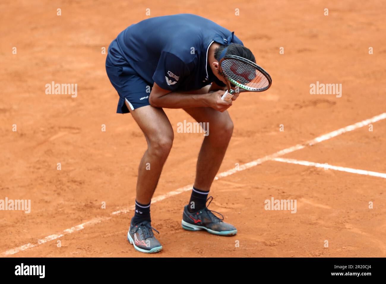 Rome, . 16th May, 2023. Rome, Italy 16.05.2023: L.Sonego of Greece during the  match against S.Tsitsipas of Greece at the Men's Internazionali BNL  d'Italia, ATP 1000, day 7, tennis tournament at Foro