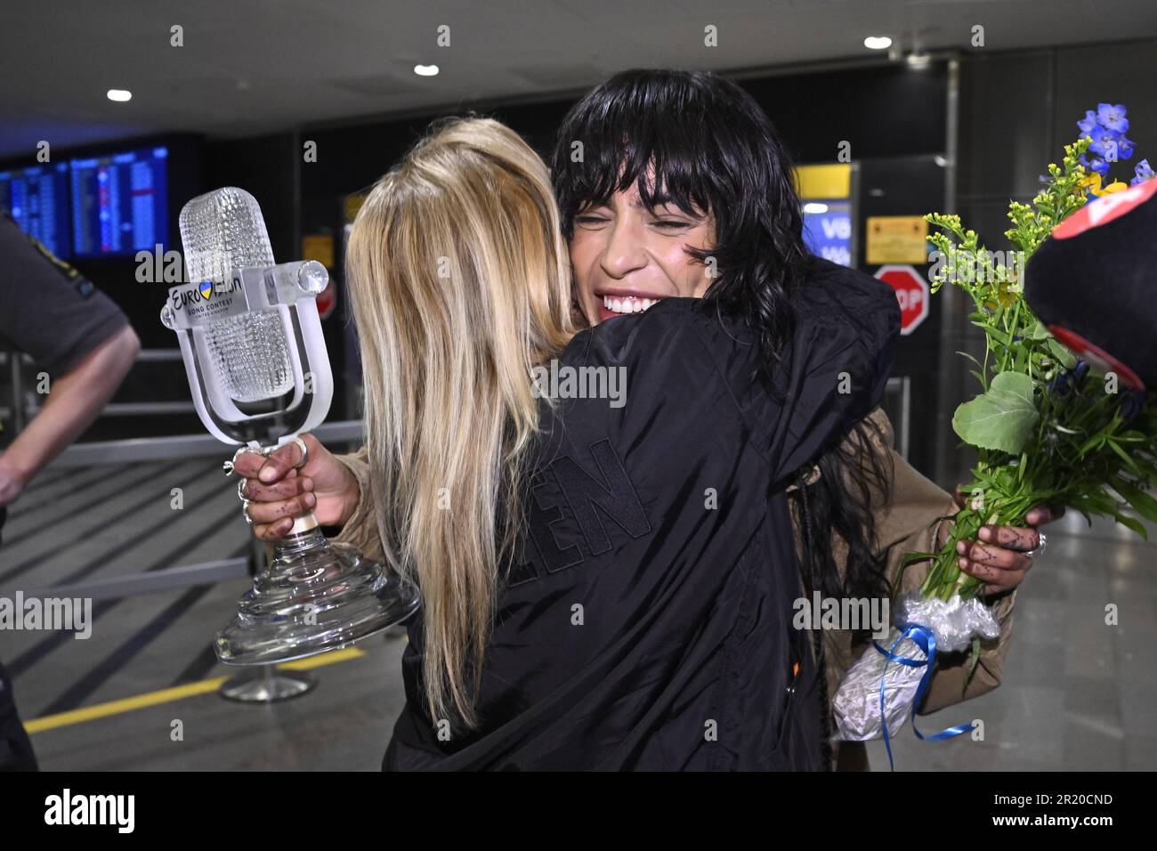 Eurovision Song Contest winner Loreen of Sweden arrives at Arlanda Airport outside Stockholm, Sweden, on May 16, 2023. Loreen (Lorine Talhaoui) won th Stock Photo