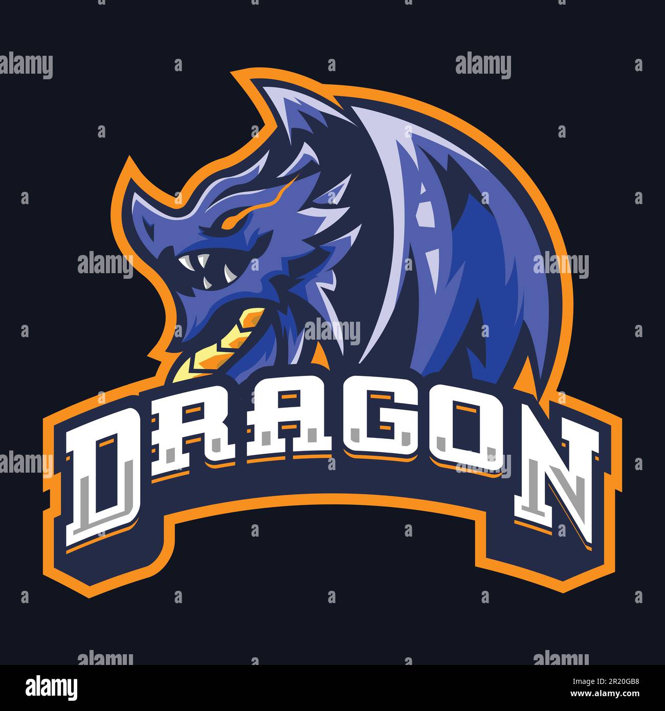 dragon e sports logo gaming mascot, flame fire Stock Vector