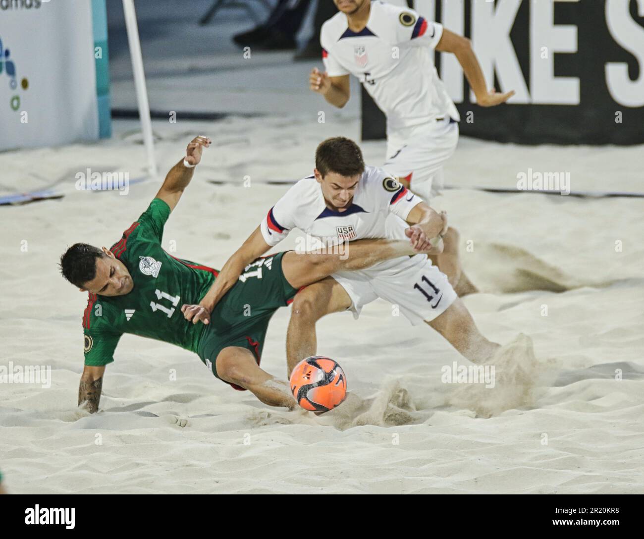 USA vs Mexico Beach Soccer Championship in Nassau The Bahamas Stock Photo