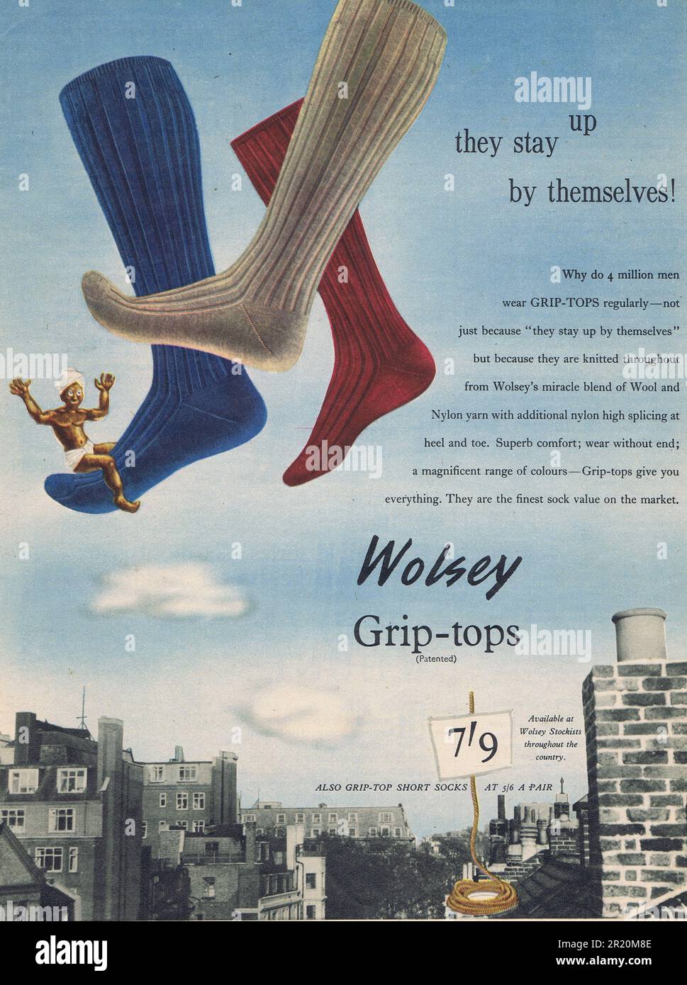 Wolsey Socks Ad c1955 Photograph by Hector Archive Stock Photo