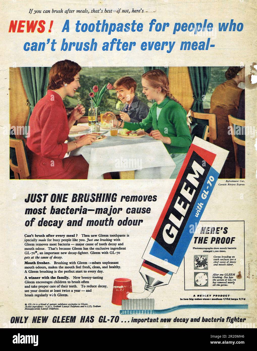 Gleem Toothpaste Advertisement c1950s. Photo by Hector Archive Stock