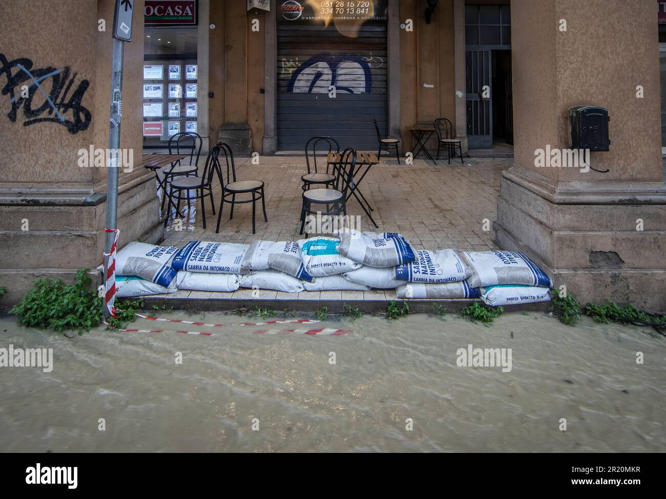 Bologna, Italy. 16th May, 2023. Bad weather due to heavy rainfall