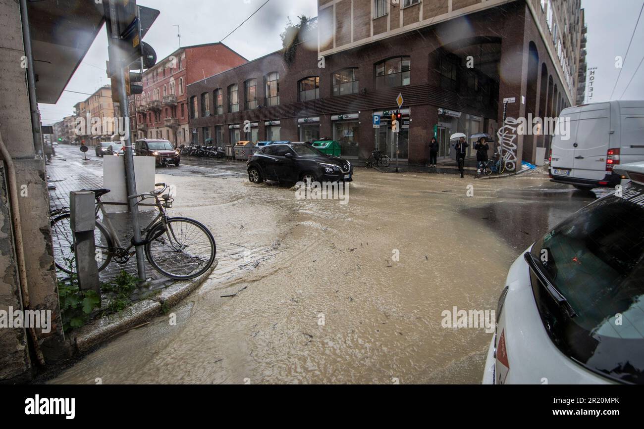 Bologna, Italy. 16th May, 2023. Bad weather due to heavy rainfall