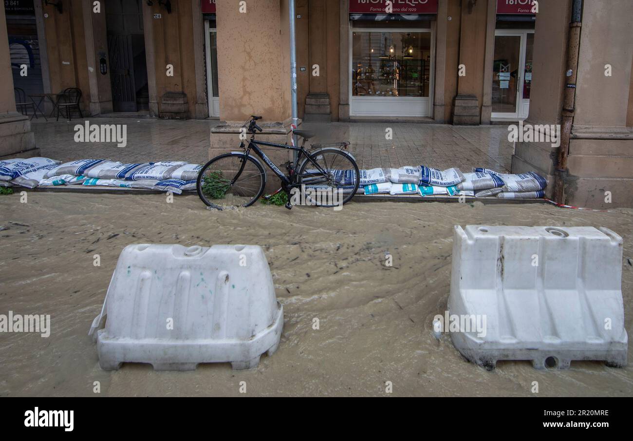 Bologna, Italy. 16th May, 2023. Bad weather due to heavy rainfall
