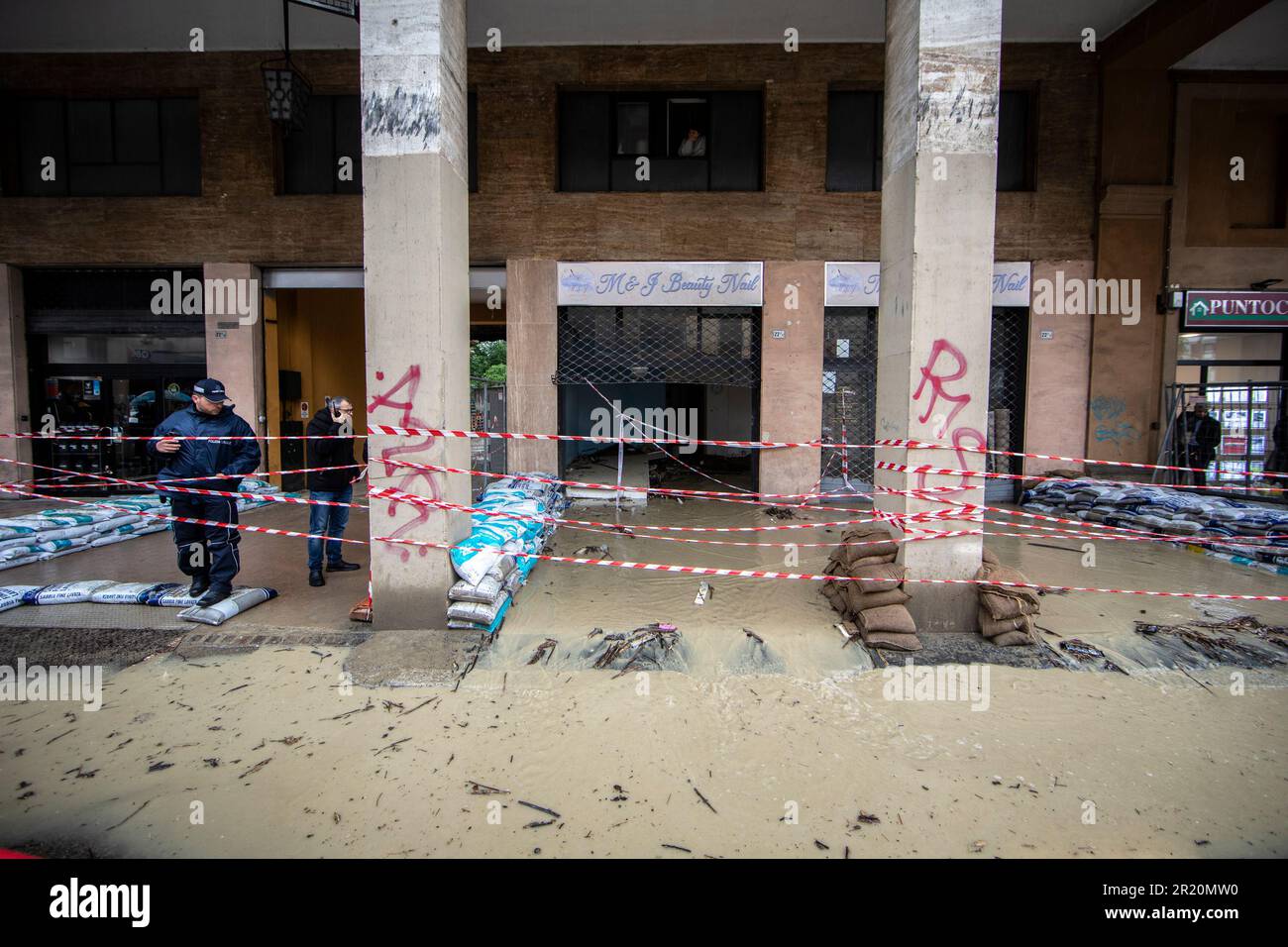 Bologna, Italy. 16th May, 2023. Bad weather due to heavy rainfall