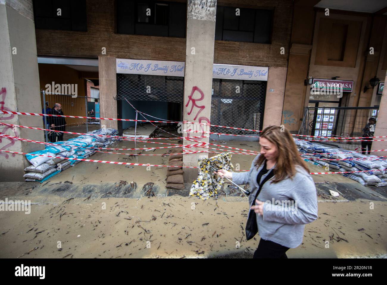 Bologna, Italy. 16th May, 2023. Bad weather due to heavy rainfall