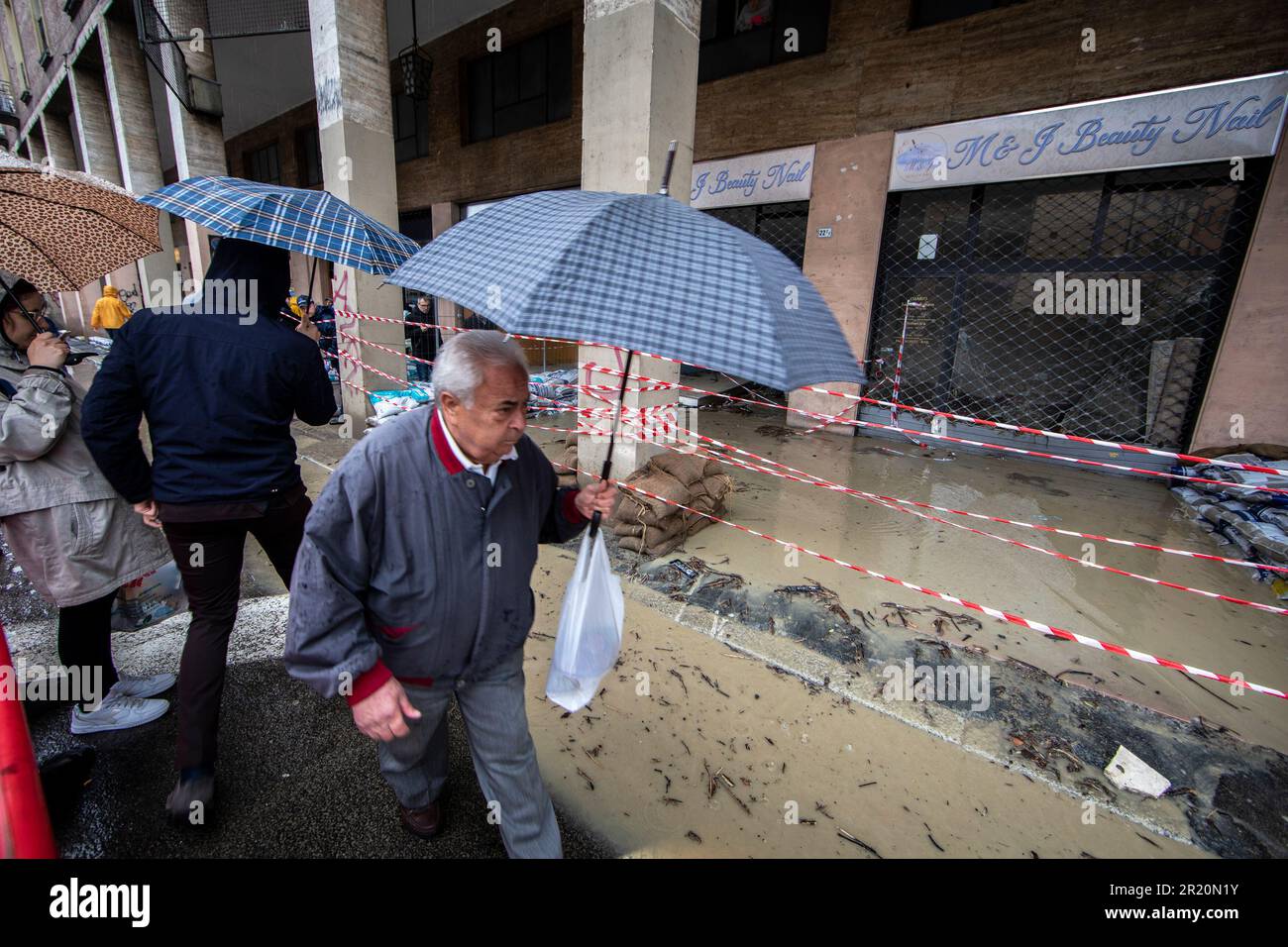 Bologna, Italy. 16th May, 2023. Bad weather due to heavy rainfall