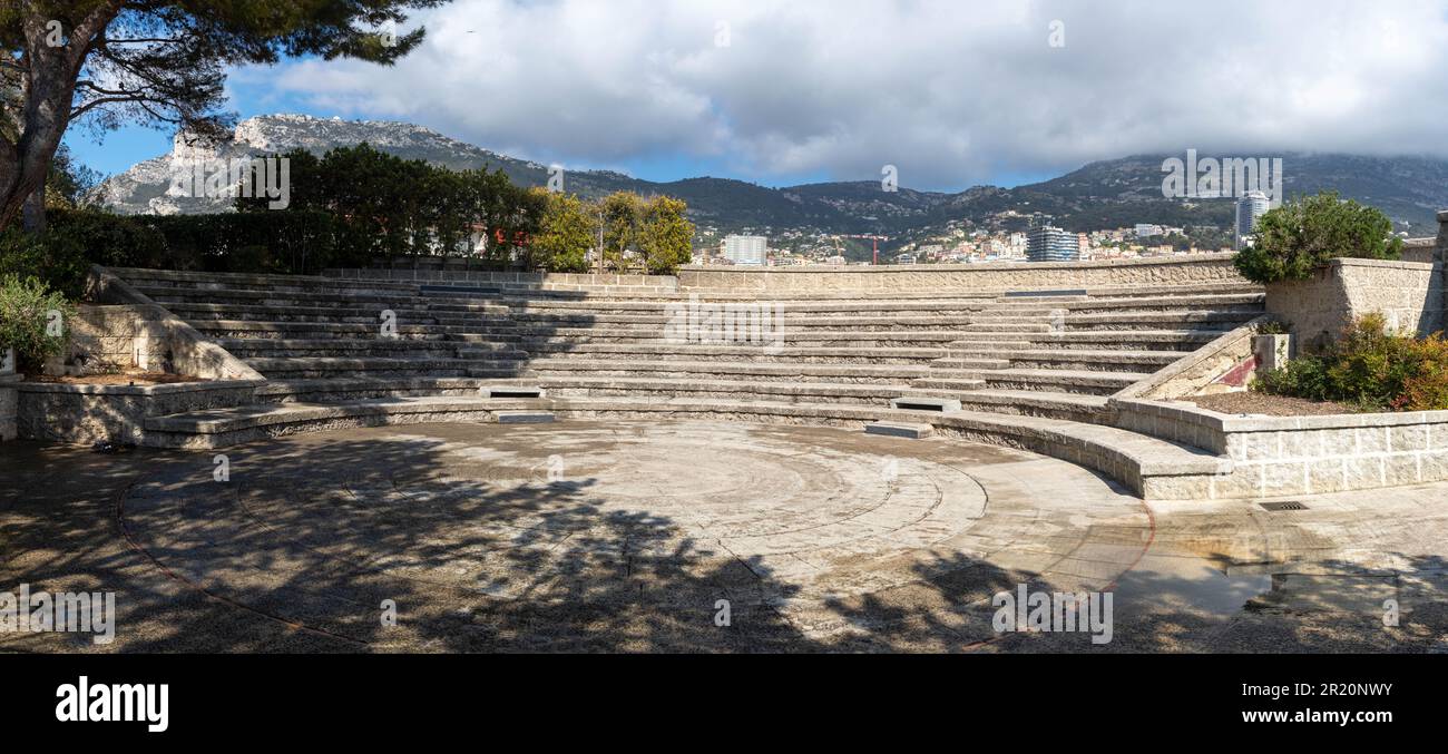 Monaco-Ville, Monaco, April 20th 2023:- A view of Fort Antoine Theatre