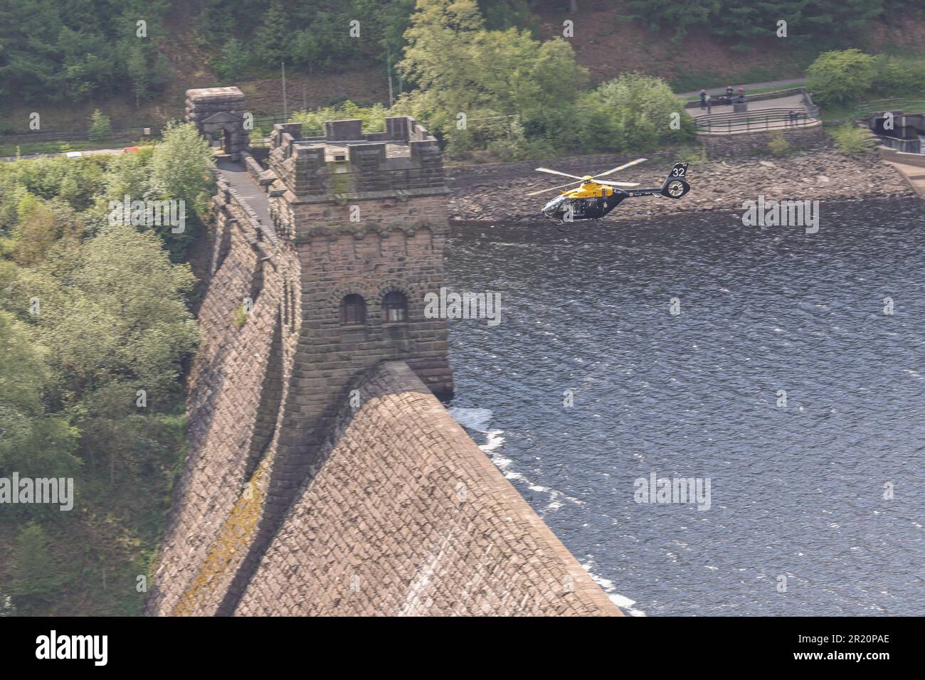 Derwent Dambusters A RAF Juno helicopter flys over Derwent Dam on the Dambusters 80th ...