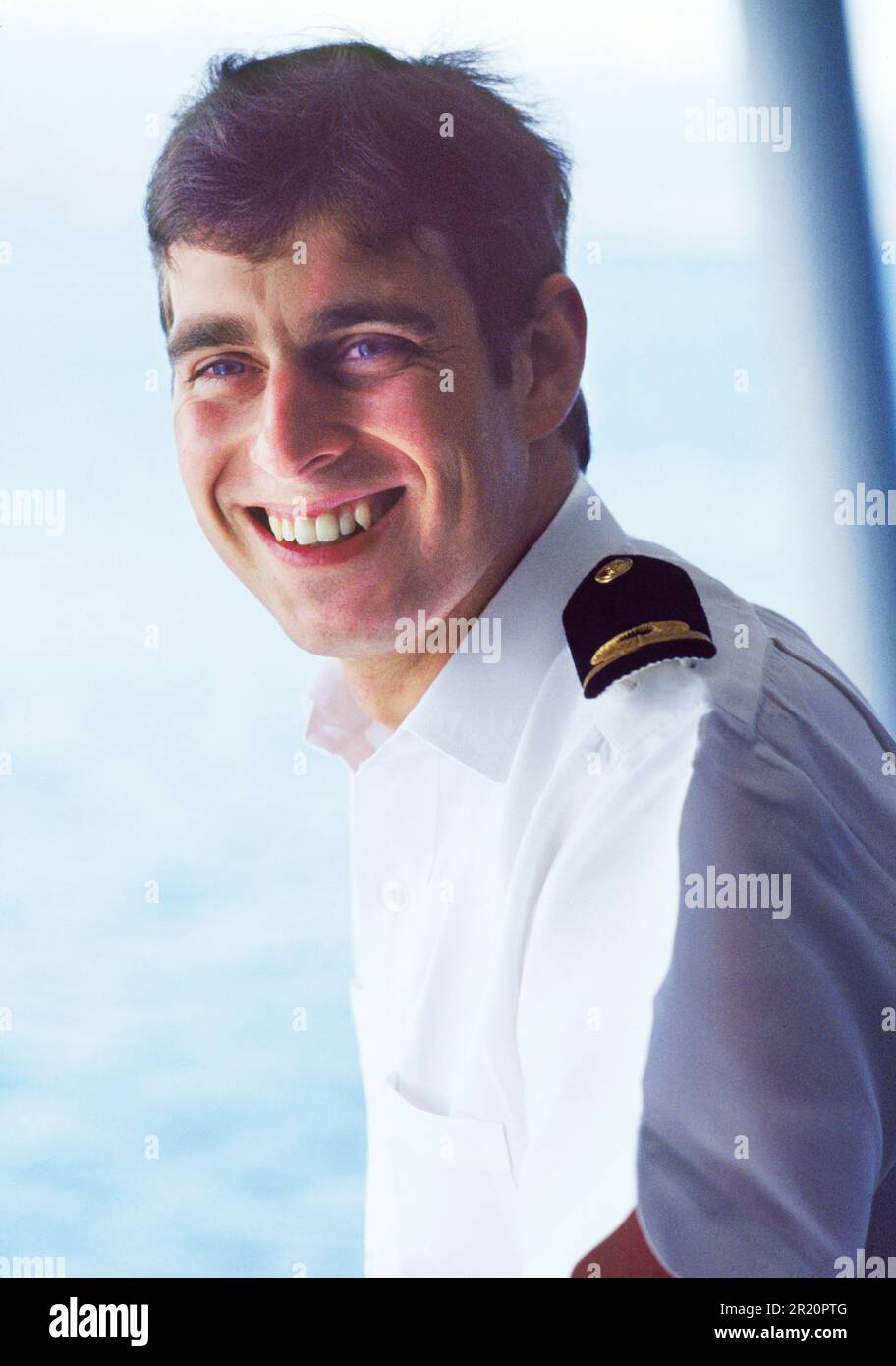 HRH Prince Andrew in Navy uniform in the West Indies, 1984 Stock Photo
