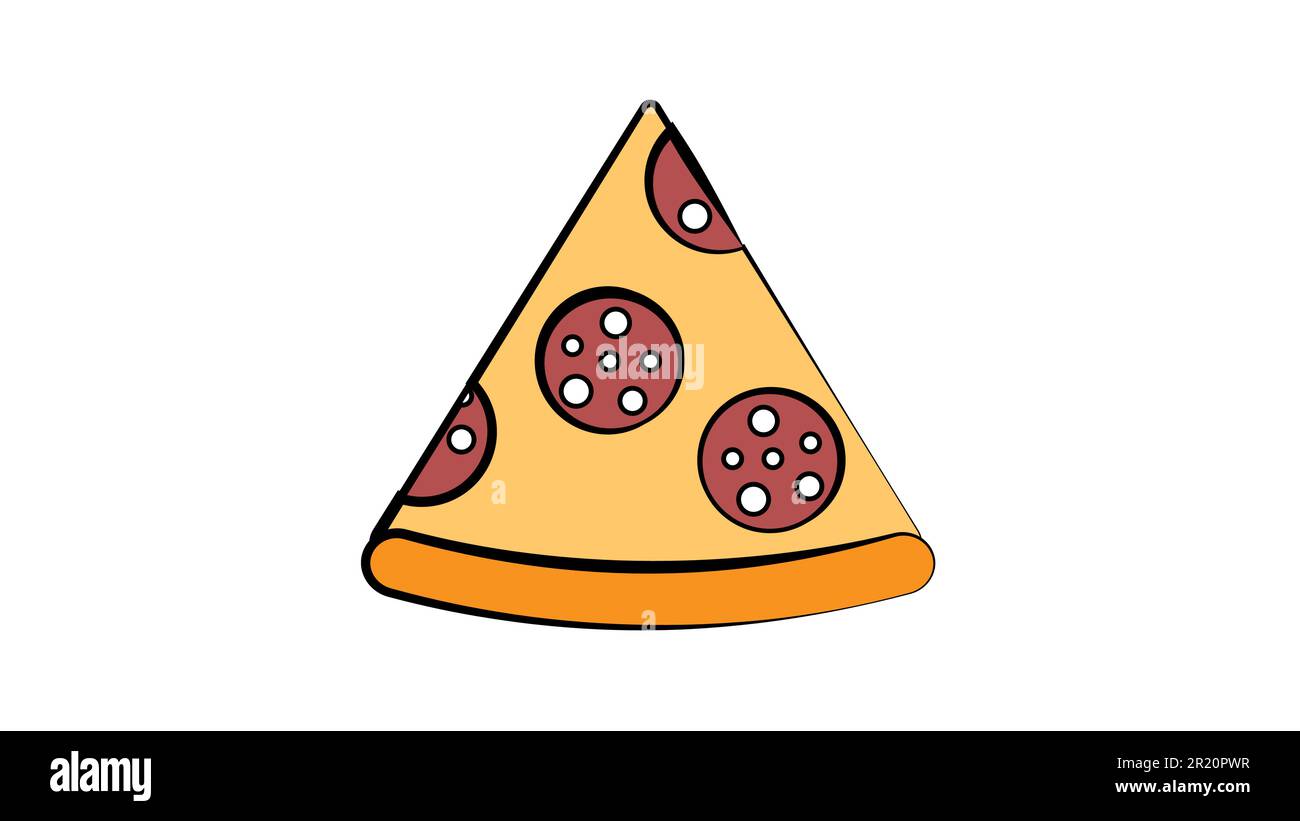 Slice of pepperoni pizza. Vector clip art illustration with simple
