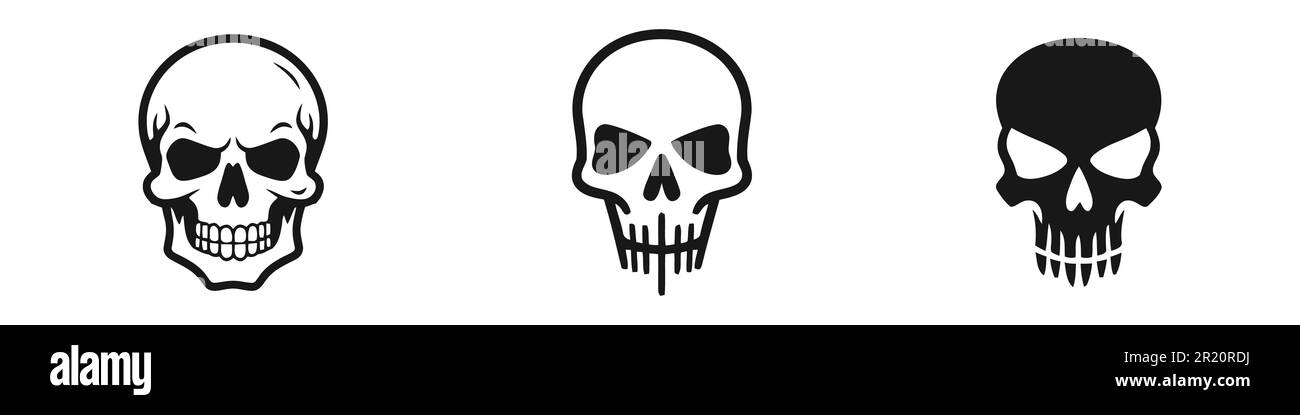 Set of Skulls isolated on white. Halloween elements. Vector ...