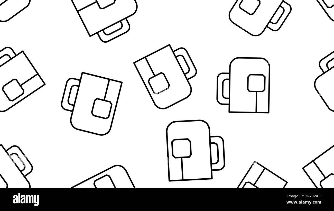 mug of tea with a tea bag inside on a white background, vector