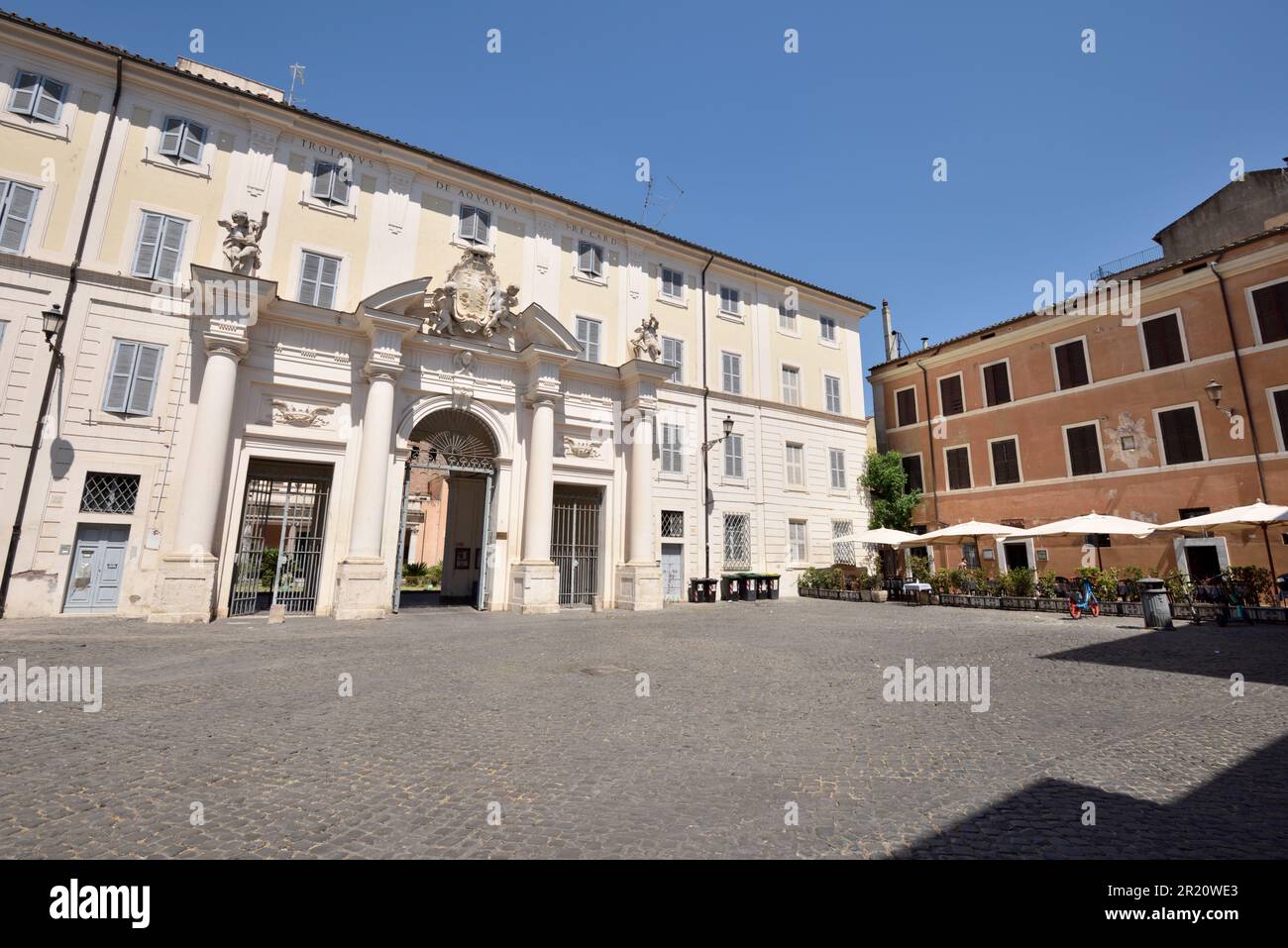 italy, rome, trastevere, piazza di santa cecilia, complex of santa cecilia in trastevere, convent monumental entrance Stock Photo