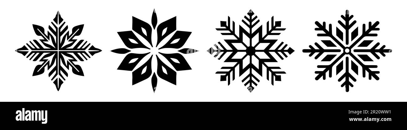 Set of vector snowflakes. Vector illustration on white background Stock ...