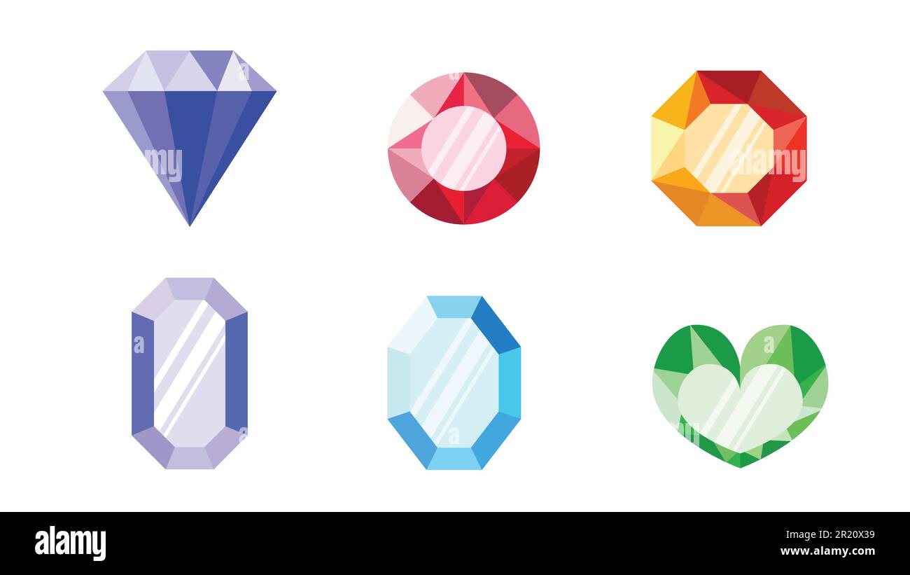 Set of simple and realistic heart gemstones jewels. Isolated on white.  Vector. Illustration Stock Vector Image & Art - Alamy