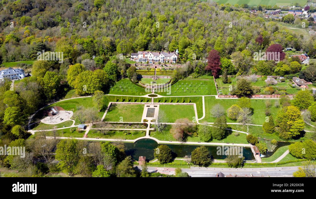 Aerial view of Russel Gardens and Kearsney Court taken from a Drone