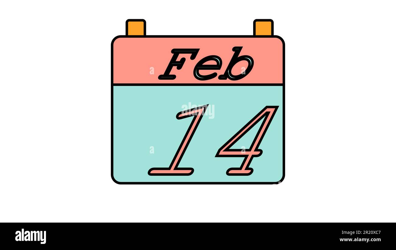 A simple icon in a beautiful flat style with a date of February 14 to ...