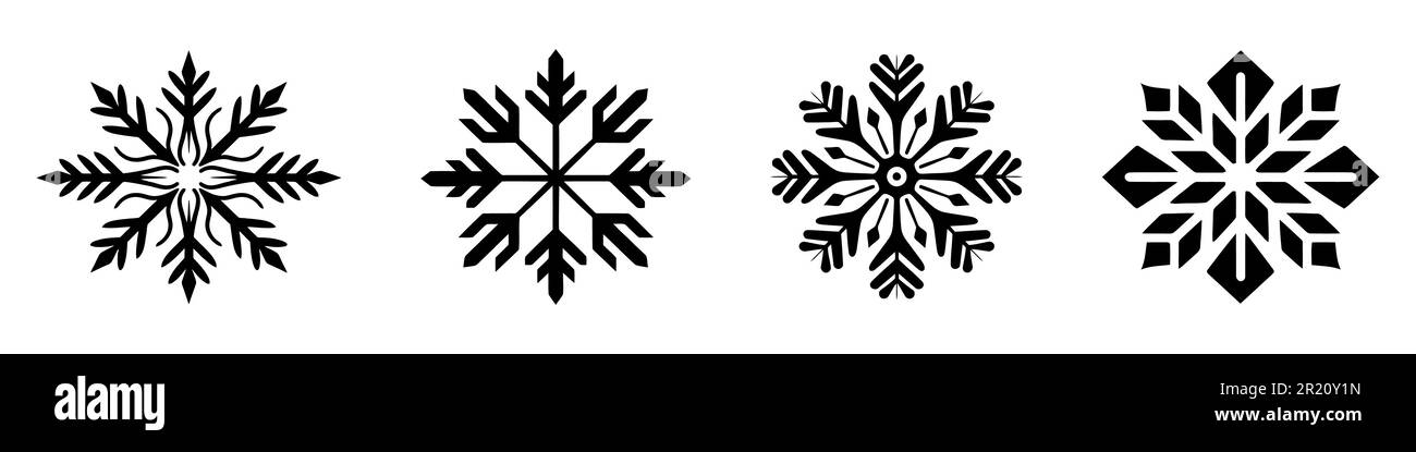 Set of vector snowflakes. Vector illustration on white background Stock ...