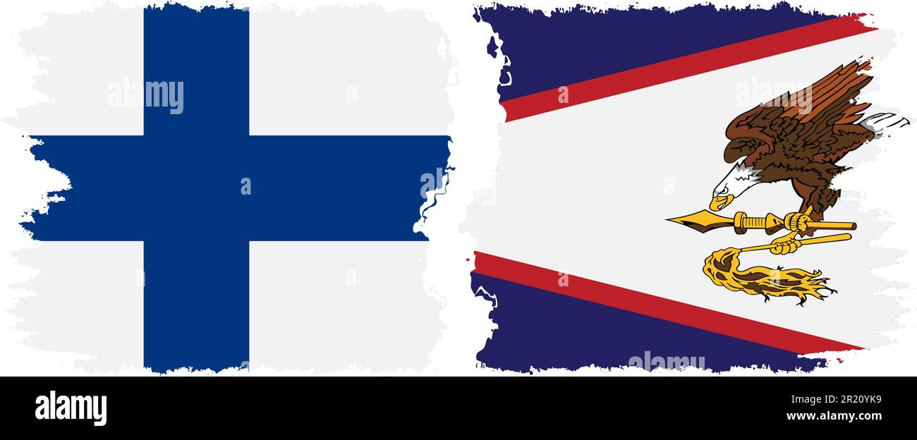 American Samoa and Finland grunge flags connection, vector Stock Vector