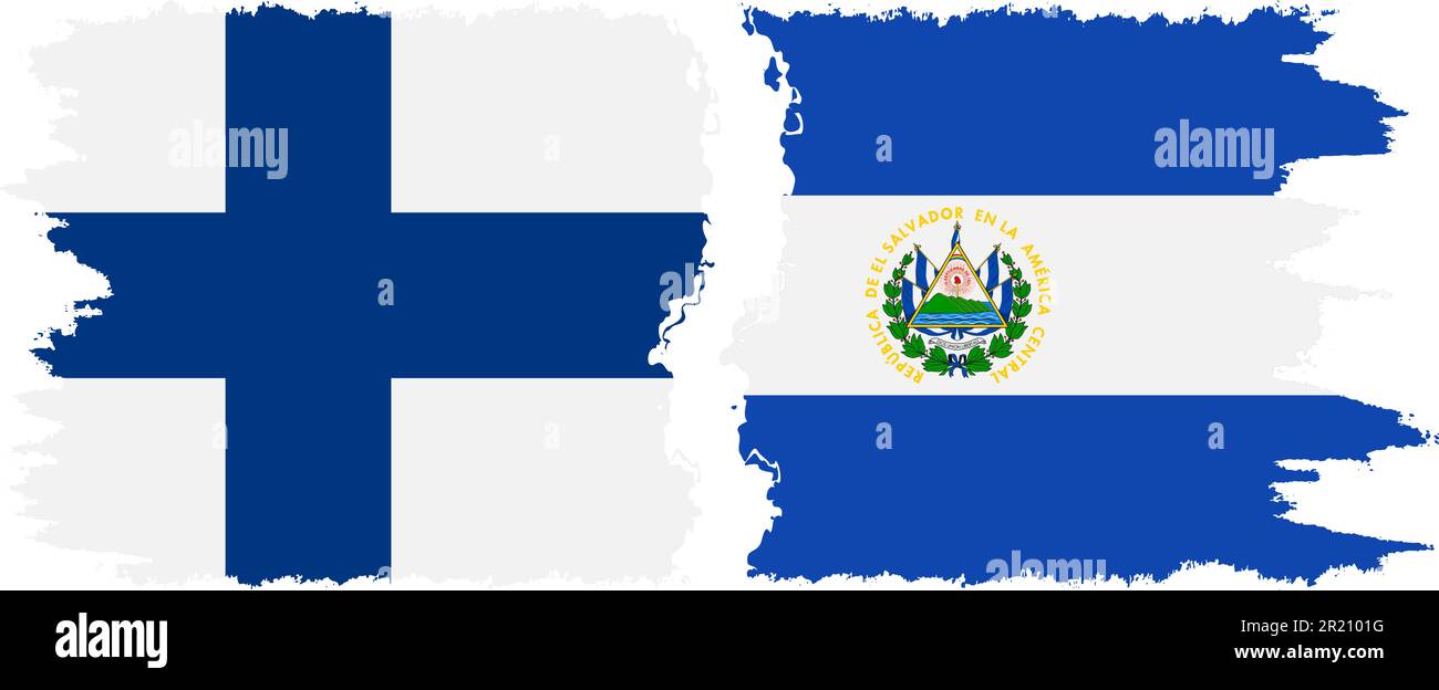 El Salvador and Finland grunge flags connection, vector Stock Vector