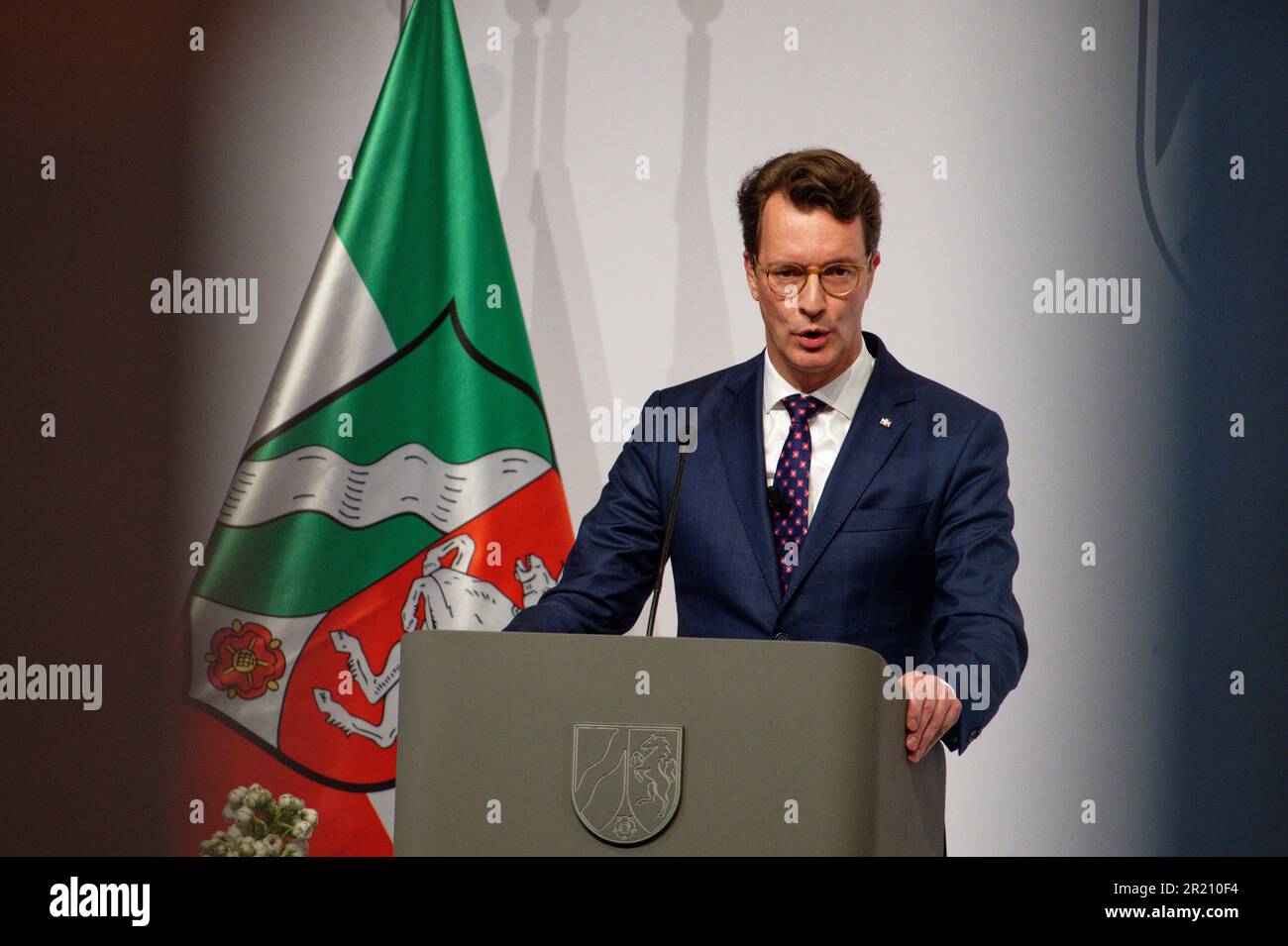 Cologne, Germany. 16th May, 2023. Hendrik Wüst, Minister President of North Rhine-Westphalia (CDU) speaks at the NRW State Award ceremony. Credit: Henning Kaiser/dpa/Alamy Live News Stock Photo
