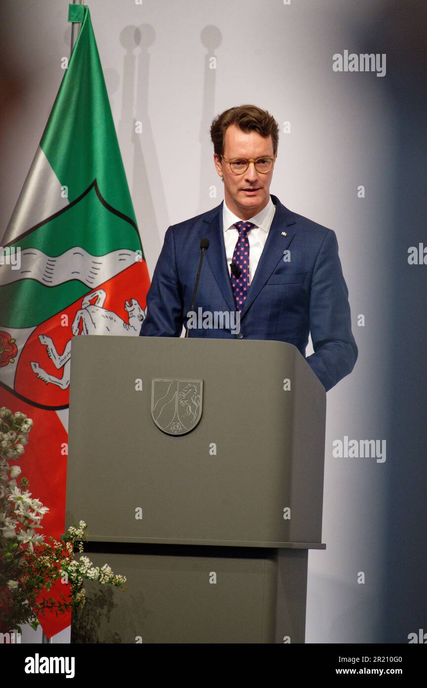 Cologne, Germany. 16th May, 2023. Hendrik Wüst, Minister President of North Rhine-Westphalia (CDU) speaks at the NRW State Award ceremony. Credit: Henning Kaiser/dpa/Alamy Live News Stock Photo