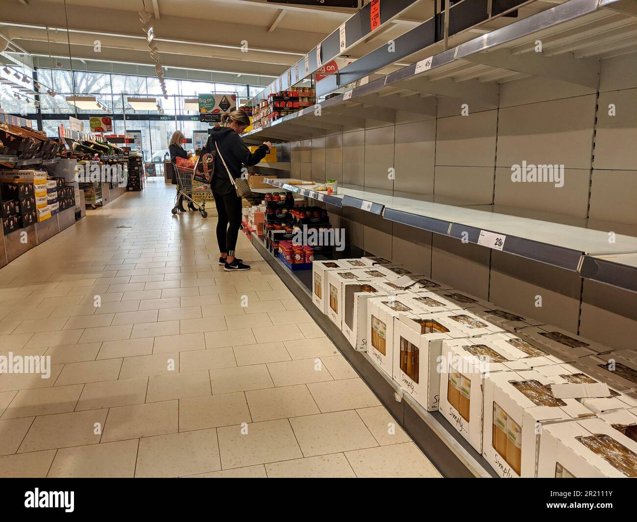 Empty shelves in a Lidl store in Hornchurch High Street in east London