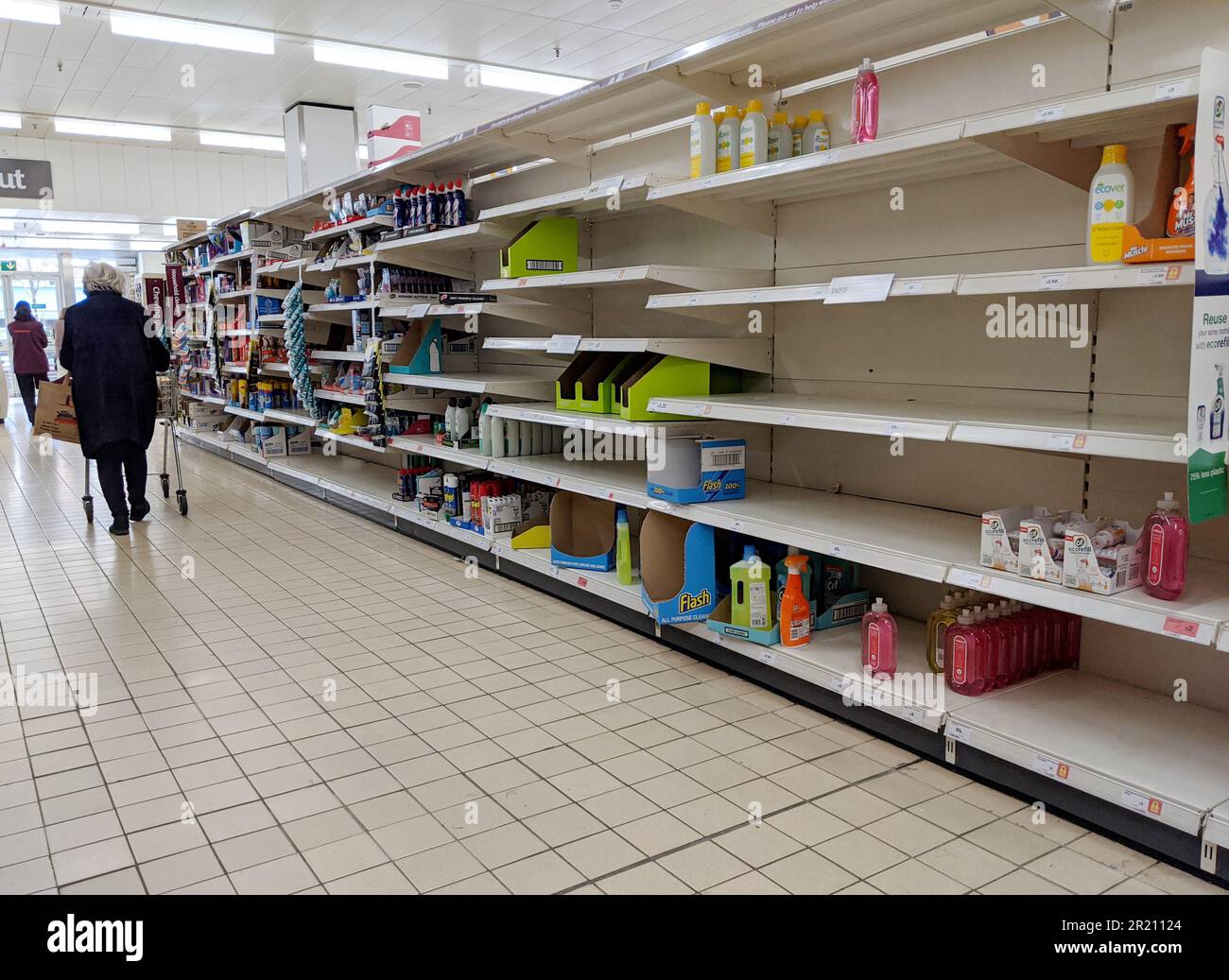 Empty shelves in a Sainsbury in Hornchurch High Street in east London
