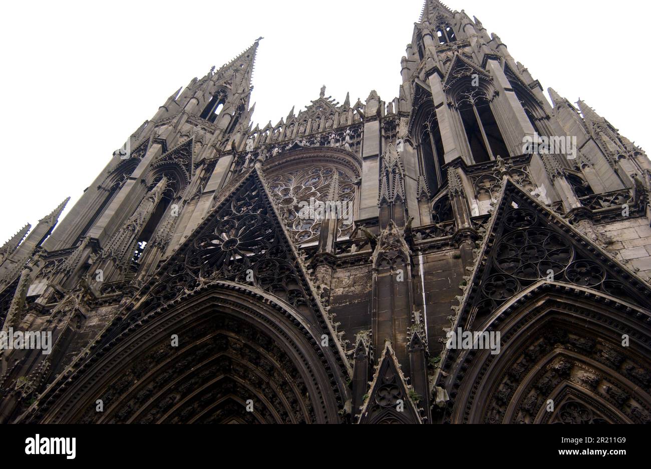 Photograph showing the exterior of the Church of Saint-Maclou, a Roman Catholic church in Rouen, France. Stock Photo