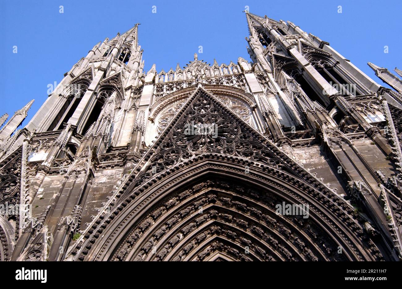 Photograph showing the exterior of the Church of Saint-Maclou, a Roman Catholic church in Rouen, France. Stock Photo